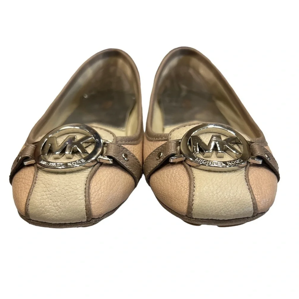 Michael Kors Women’s Fulton Moc Two Tone Ercu Leather Flats Shoes Sz 6.5